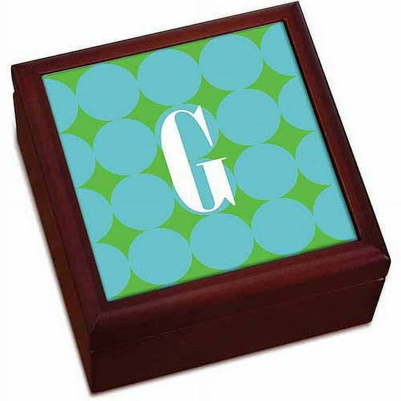 Personalized Blue Polka Dots Keepsake Box