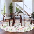 thumbnail image 3 of Round Rugs 5Ft, Pink Spring Floral Round Area Rug Washable Indoor Throw Carpet, Flowers Botanical Elegant Grey Checkered Soft Non Slip Circle Rug for Cabinet Bathroom Home Decor Aesthetic, 3 of 8