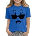thumbnail image 6 of Auroural Toddler Girl Shirts 5T Under $ 5.00 Kids Boys Girls Solid Color Cute Expression Print Short Sleeve Loose Comfortable T-Shirt Top Boys Summer Tops, 6 of 6