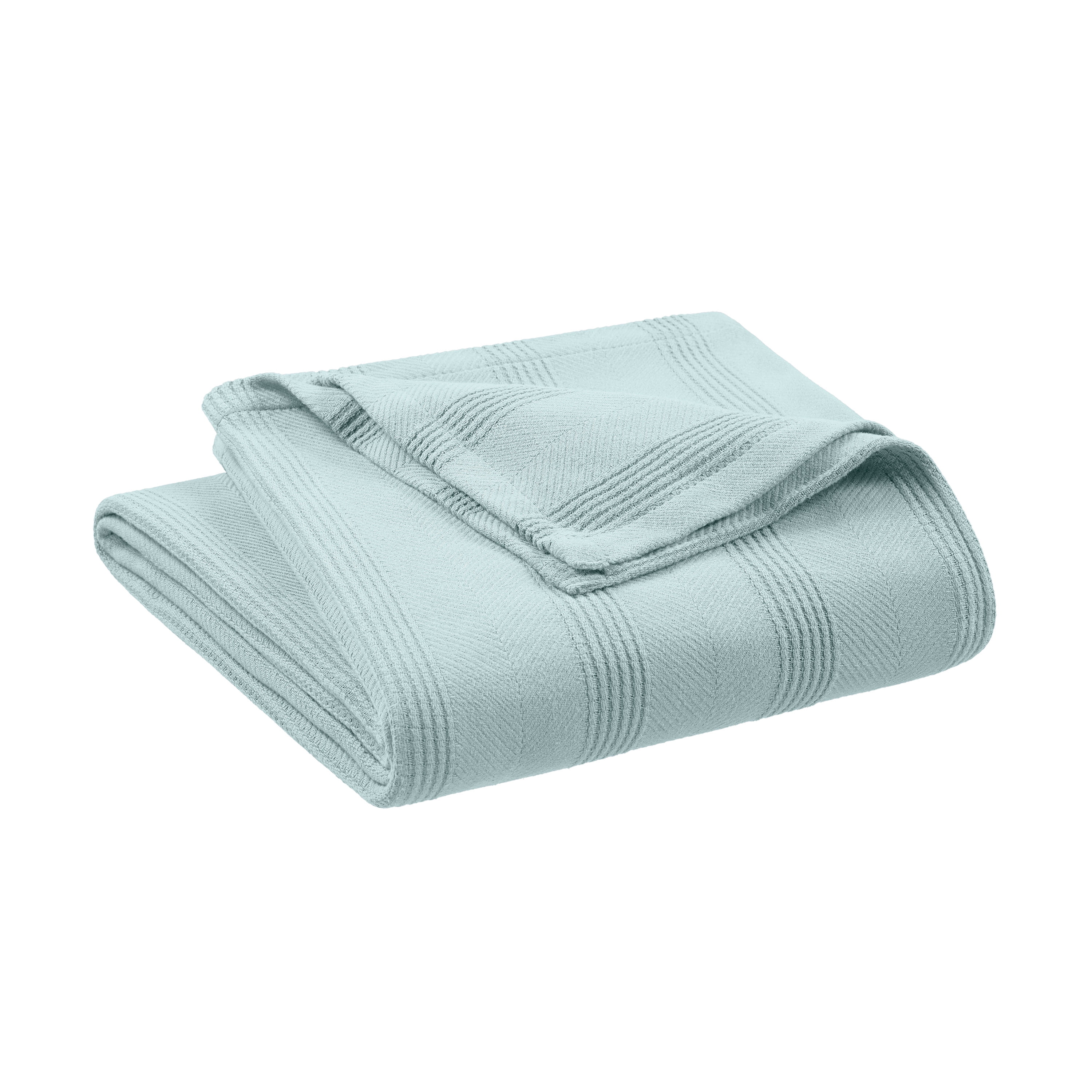 Lightweight Breathable 100% Cotton Knit Blanket – All-Season Bed Blanket – Full/Queen Size – Blue