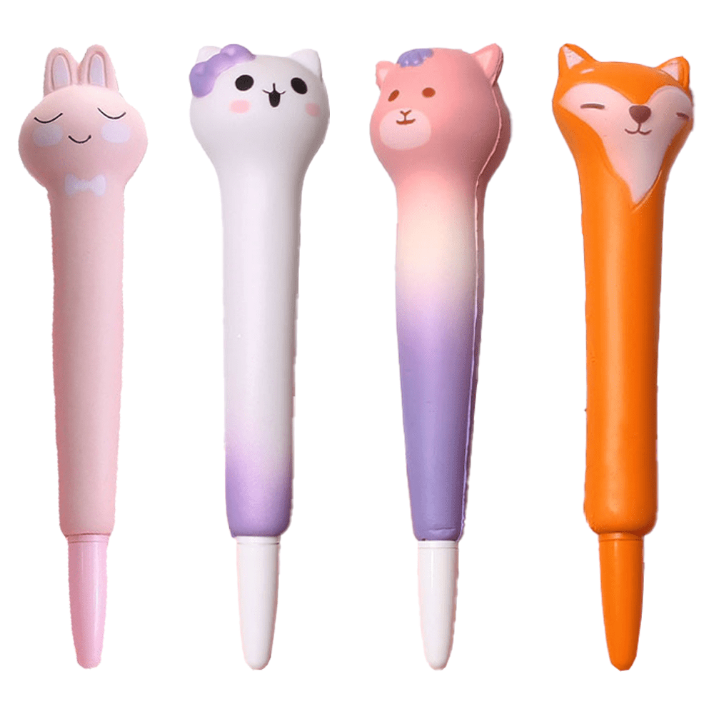 BUNMO Squishy Pens 12pk | Cute & Fun Pens for Kids | Hours of Creative Fun  | Perfect for Stress Relief | Stationary for Girls | Party Favors | Tween