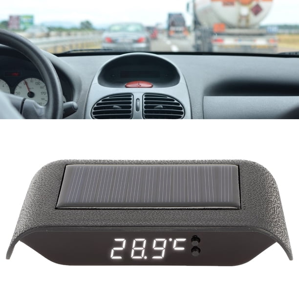 Horloge Solaire Numérique Pour Voiture Avec Thermomètre - Panneau Solaire Charge Automatique AN01