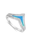 thumbnail image 4 of CHOOSE YOUR COLOR Wide Chevron Blue Simulated Opal Thumb Ring .925 Sterling Silver Band White CZ Female Size 10, 4 of 4