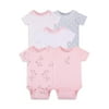 Little Star Organic Baby Girl Newborn Essentials Bodysuits, 5-Pack