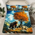 thumbnail image 2 of jejeloiu Jungle Wolf Bear Bed Sheets,Natural Scenery Snow Mountain King Sheets,Autumn Fall Maples Sheet Set For Kids,Super Cozy Room Decor,4 Pieces, 2 of 7
