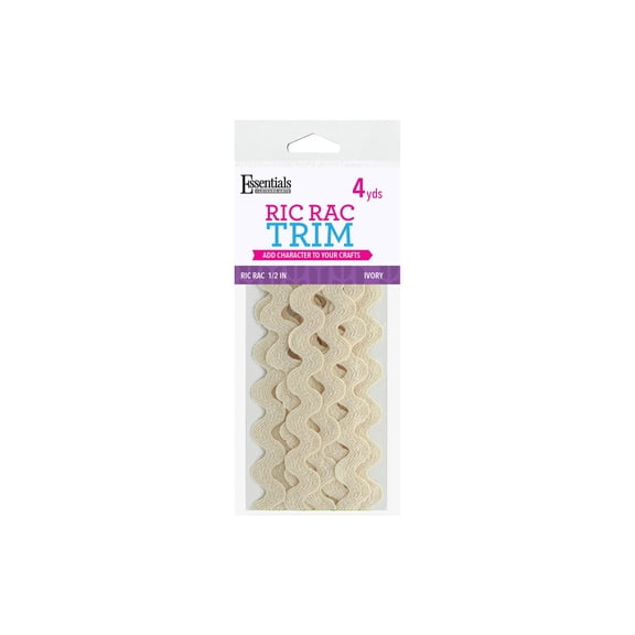 Essentials By Leisure Arts Ric Rac 1/2" 4 Yards Ivory - Rick Rack Trim For Sewing - Wavy Ric Rac Trim For Sewing And Crafts Ribbon Rick Rack