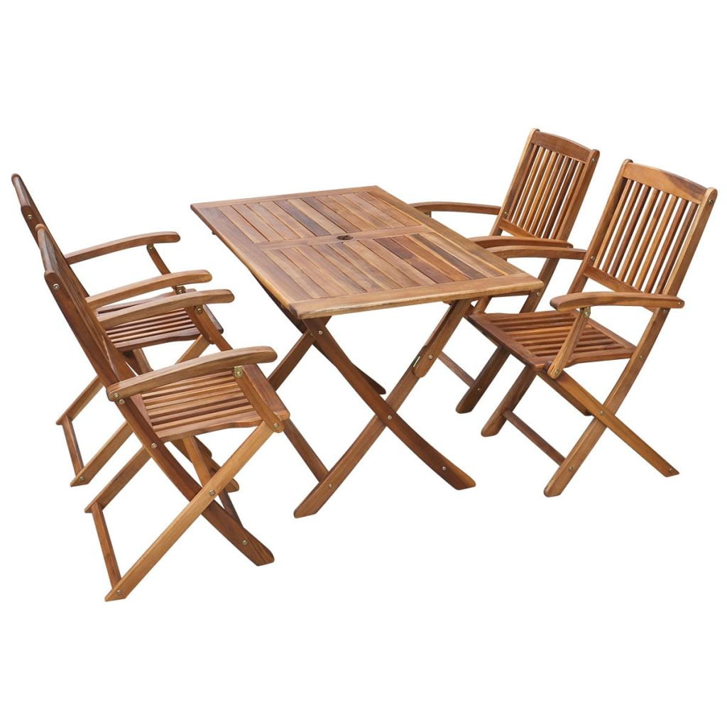 vidaXL Five Piece Outdoor Dining Set Acacia Wood