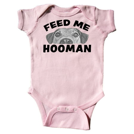 

Inktastic Feed Me Hooman with Cute Dog Gift Baby Boy or Baby Girl Bodysuit