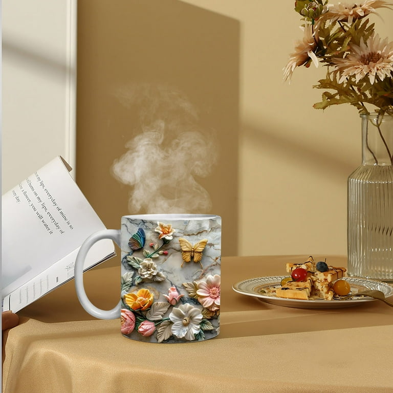 BSJJY 3D Flower Coffee Cup, Beautiful Rose White Cup, Valentine's Day Mug,  Women's Day Mug Present, Gift For Her, 3D Rose Full Wrap Cup (B) -  Walmart.com