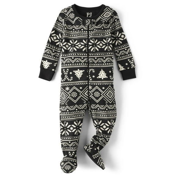 Pijama de bebé The Children's Place Christmas de algodón negro