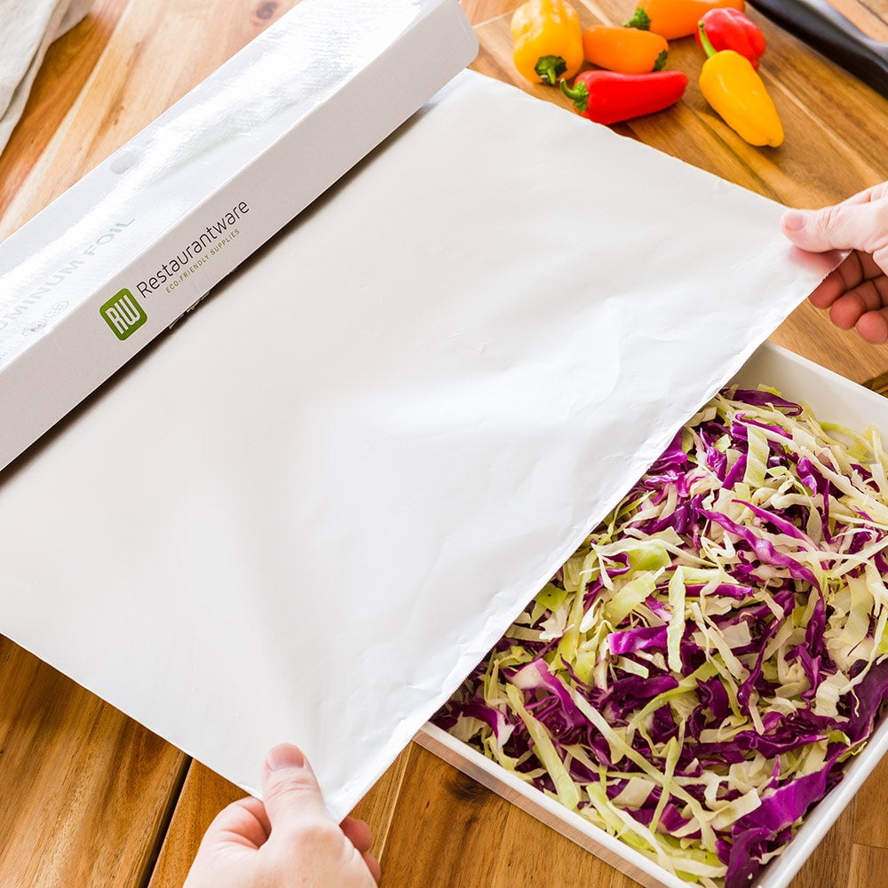 Restaurantware-RW Base 18 Inch x 500 Feet Aluminum Foil, 500 Oven-Safe Aluminum Foil Roll - Freezer-Safe, Heavy Duty, Silver Wrap, With Cutter, For Food