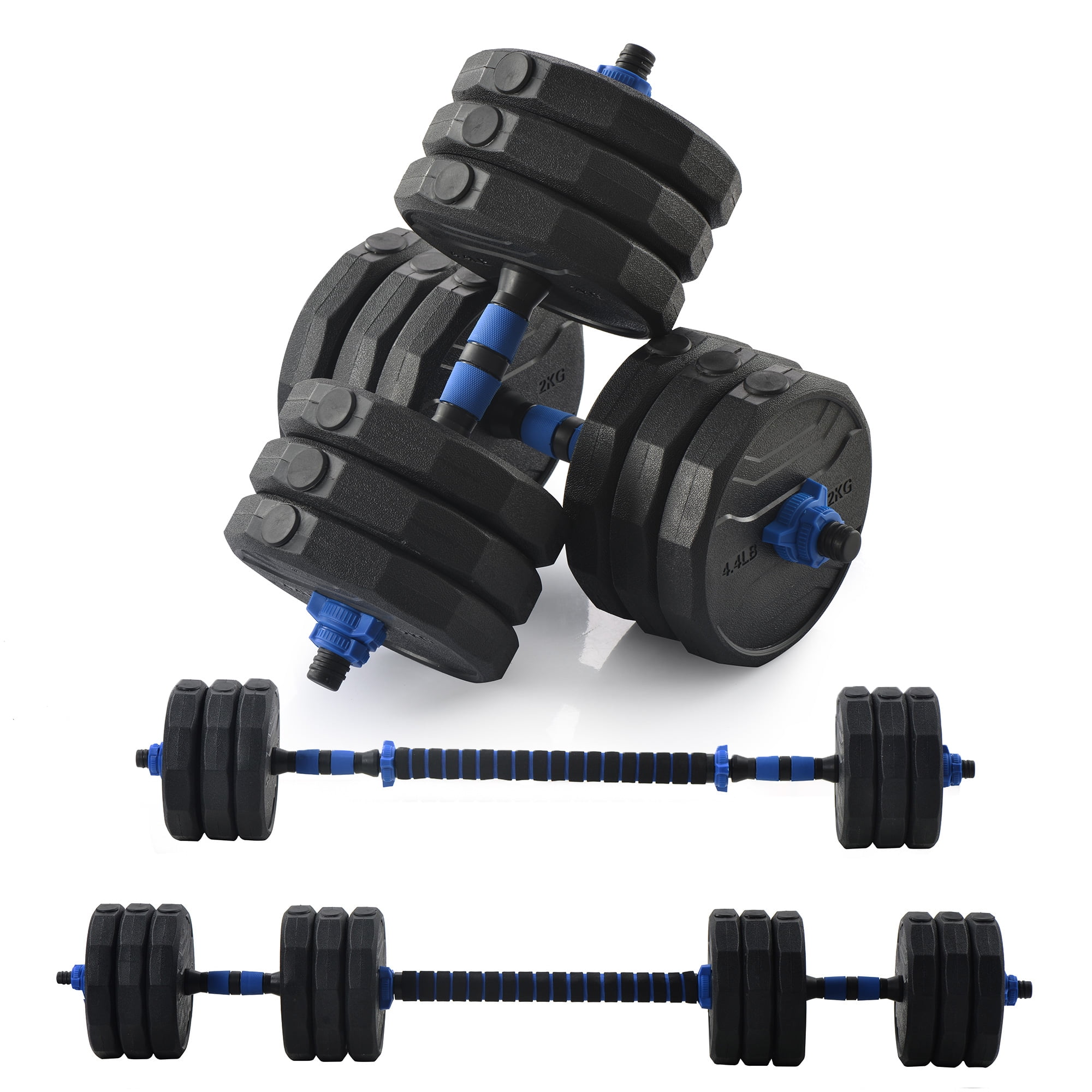 Totall 88LB Adjustable Weight Dumbbell Set Cap Gym Barbell Plates Body Workout A 