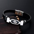 thumbnail image 3 of Pulsera de cuero de acero inoxidable de doce constelaciones Pulsera de pareja de moda negra, 3 of 5