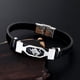 thumbnail image 3 of Pulsera de cuero de acero inoxidable de doce constelaciones Pulsera de pareja de moda negra, 3 of 5