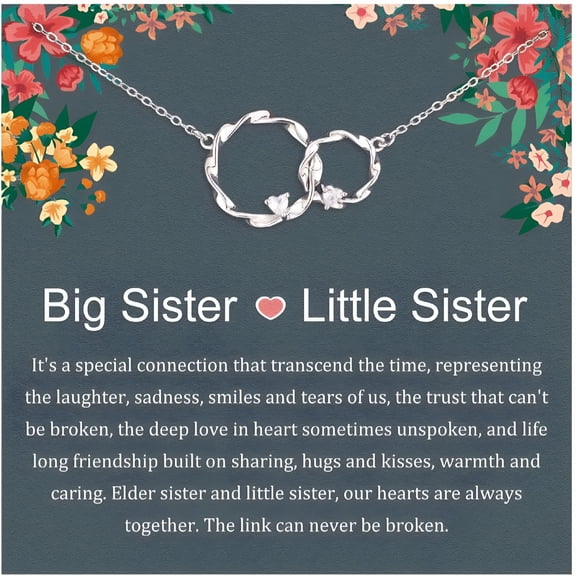 DESIGNICE 2026 New Silver Interlocking Double-Circle Necklace Sister Birthday Gift for Sisters to Enjoy at Christmas Present for Sister, for Birthdays, Christmas, Special Occasions, Everyday Wear