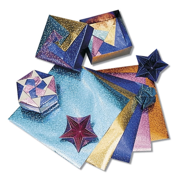 Carpetas Hygloss Papel de origami en relieve de lámina de fantasía, 6 x 6 en colores surtidos, paquete de 100