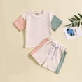 thumbnail image 2 of Odeerbi 0-3 Años Niños Niñas Conjunto de Verano Camiseta de Manga Corta de Algodón Color Block Shorts Conjunto de Dos Piezas, 2 of 9