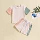thumbnail image 2 of Odeerbi 0-3 Años Niños Niñas Conjunto de Verano Camiseta de Manga Corta de Algodón Color Block Shorts Conjunto de Dos Piezas, 2 of 9