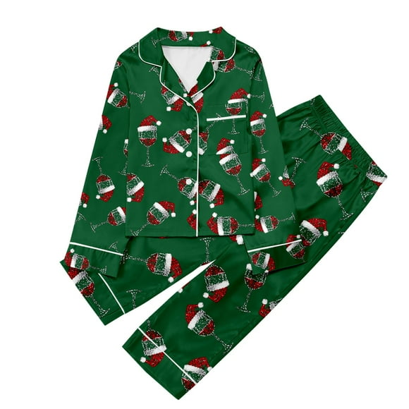 MEZZALL Child Casual Flower Printed Button Down Lapel Long Sleeve Tops And Pants Pajamas Set Lovely Toddler Loungewear, Green, 11-12 Years