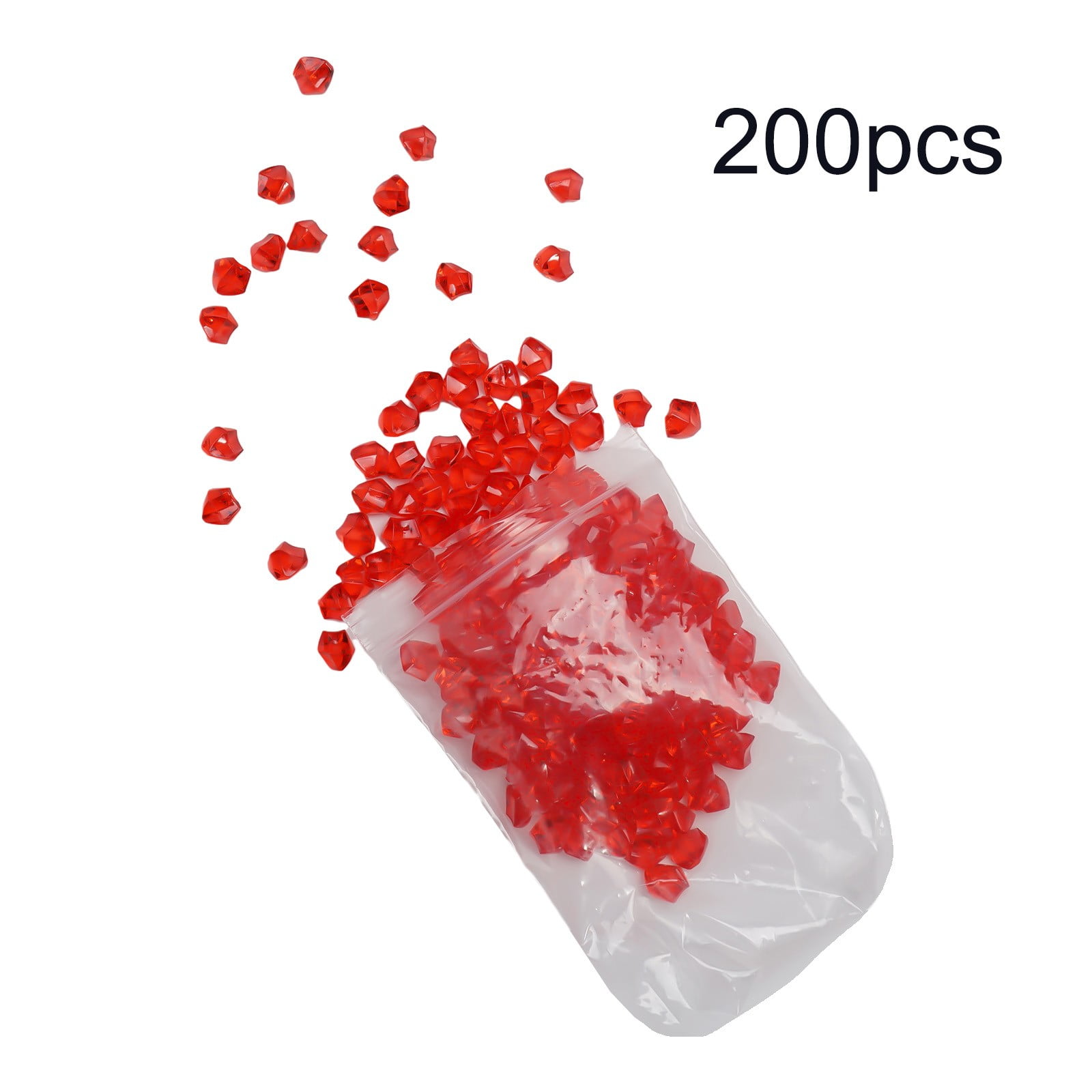 200 Pcs Red Acrylic Stones Plastic Gem Stone Crystal Diamonds Ice Rocks Table Scatter Vase Fish Tank DIY Crafts Bead Decoration