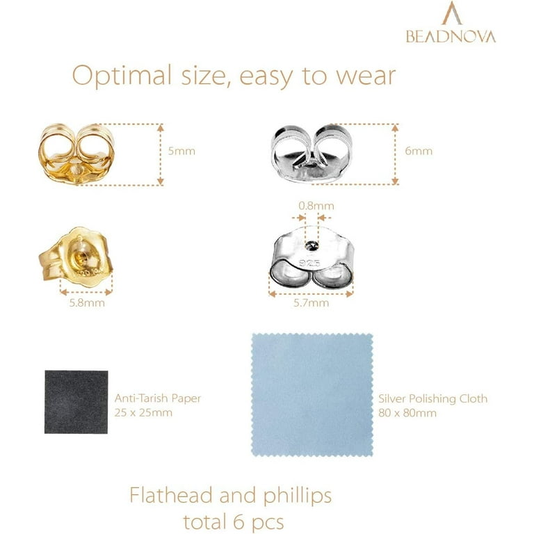 Buy BEADNOVA Silver Earring Backs for Studs Locking Earring