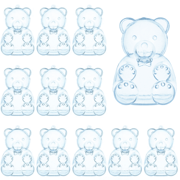 2.75inch Small Clear Plastic Mini Gummy Bear Container - Cute Bear Shaped Gummy Bear Storage Box, Mini Candy Boxes for Valentine's Day Gift & Birthday Party and Favors 12pcs Blue