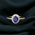 thumbnail image 5 of Rosec Jewels Princess Diana Inspired Lab Created Blue Sapphire Ring with Diamond Halo (3 CT, AAAA Grade), 10K Rose Gold, US 5.50, 5 of 8