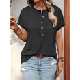 thumbnail image 4 of Womens Short Sleeve Henley Tops V Neck Dressy Casual Loose Fit Shirts Black S, 4 of 6