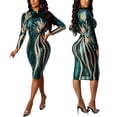 thumbnail image 3 of Minivestido PORRCEY, sexy, con lentejuelas, malla transparente, verde, 3 of 6