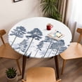 thumbnail image 5 of Pine Forest Branches Elastic Fitted Round Table Cover Watercolor Gray Blue Waterproof Outdoor Tablecloth for Holiday Party, Picnic, Patio & Dining Fits Tables Up to 55"-60", 5 of 8
