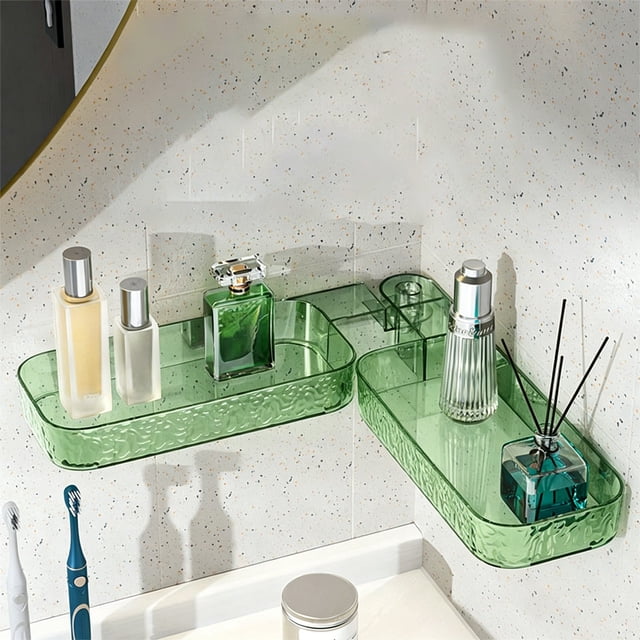 Bathroom Counter Corner Shelf Kitchen Wall Mounted Organizer No Drill Acrylic Hanging Rack Drainage Storage Holders For Bathroom Kitchen