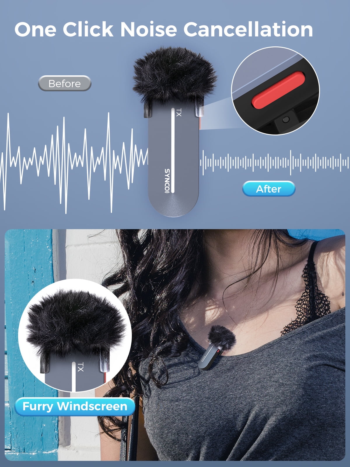 SYNCO P1ST Wireless Lavalier Microphone 2.4GHz Smartphone Microphone Type-C for iPhone 16/17 Android Youtube Tiktok Vlog