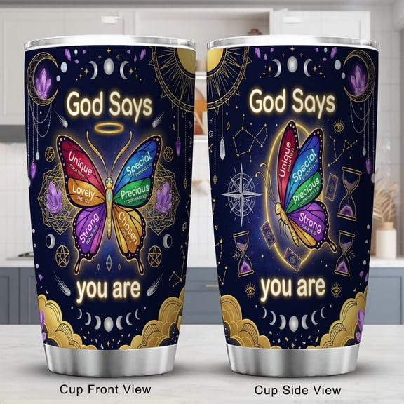 Butterfly Tumbler 20oz for Women Sister Friend Daughter Mom Christian Gift with Lid Travel Cup