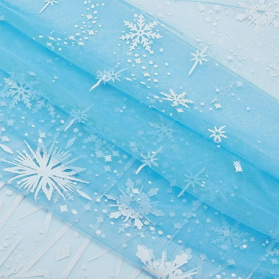 3x3.6 Yard Snowflake Mesh Fabric Classic Style Background Decorative Fabric for DIY Handmade Clothing Wedding Dress Home Decor 0.5mm Thick Deep Sky Blue Mixed Color DIY
