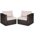 thumbnail image 5 of Gymax 4PCS Rattan Corner Sofa Set Patio Outdoor Furniture Set w/ Beige Cushions, 5 of 9