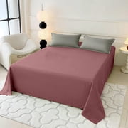 PONPRNGY Solid Color Cotton Flat Sheet Only Queen Size, Soft Washed Cotton, Cooling Breathable Bed Sheet 1pc