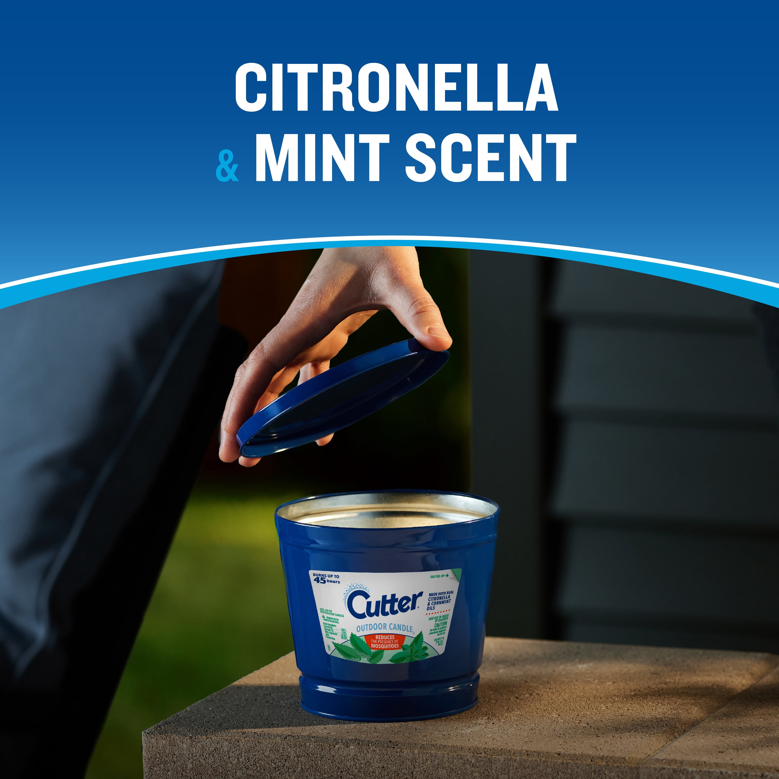 Cutter Outdoor Candle with Real Citronella Oil Reduces Presence of Mosquitoes, 17 Ounces