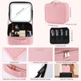 thumbnail image 3 of Bolsa de maquillaje de viaje ZhenGuiru con espejo LED impermeable rosa, 3 of 6