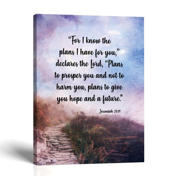 Jeremiah 29:11 Wall Art Canvas, Bible Verse Scripture Print