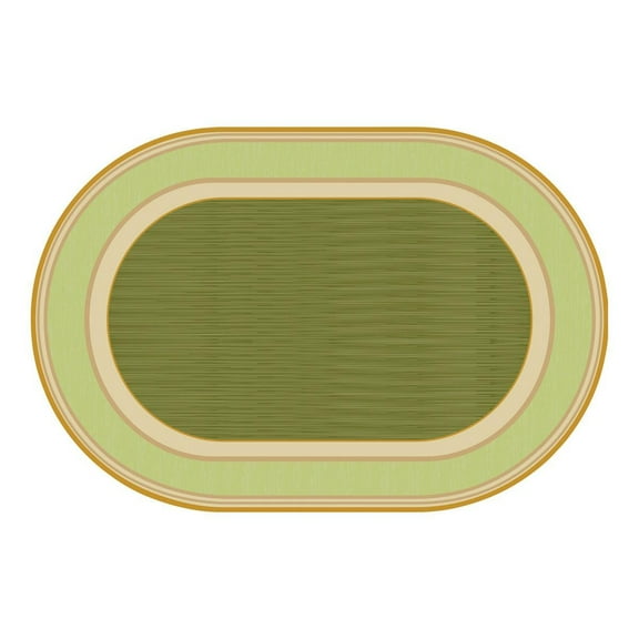 Kaplan Early Learning Company Sense of Place Lowland Stripe Carpet - Green - 4' x 6' Oval