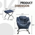 thumbnail image 6 of PAPROOS Lazy Chair with Foldable Ottoman, Flannelette Fabric Accent Chair and Footrest Stool Set, Comfy Lounge Arm Chair with Footstool Set, Reading Chair Leisure Sofa Chair for Living Room, Blue, 6 of 7