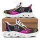 thumbnail image 1 of Zapatillas de deporte con estampado de huellas de perro, zapatos vulcanizados de moda a rayas creativos, cómodos zapatos planos de malla transpirable con cordones, 1 of 6