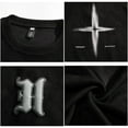 thumbnail image 3 of Men's Crew Neck Suede Loose Short Sleeve Letter T-shirt, 3 of 7