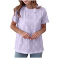 thumbnail image 1 of Liquidation! Hauts Grande Taille pour Femmes, Blouse à Manches Courtes d'Été pour Femmes, Haut Décontracté Uni à Col Rond et Manches Courtes pour Femmes, 1 of 5