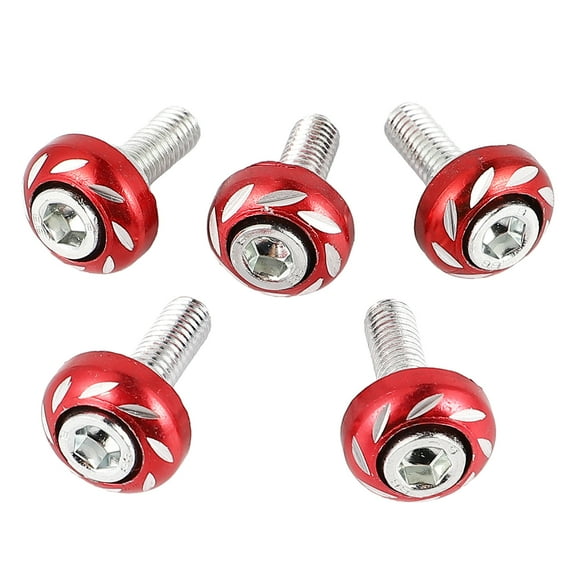 GOOHOCHY Red Aluminum Alloy Motorcycle License Plate Screws for Motorbikes 6mm Size and Stylish