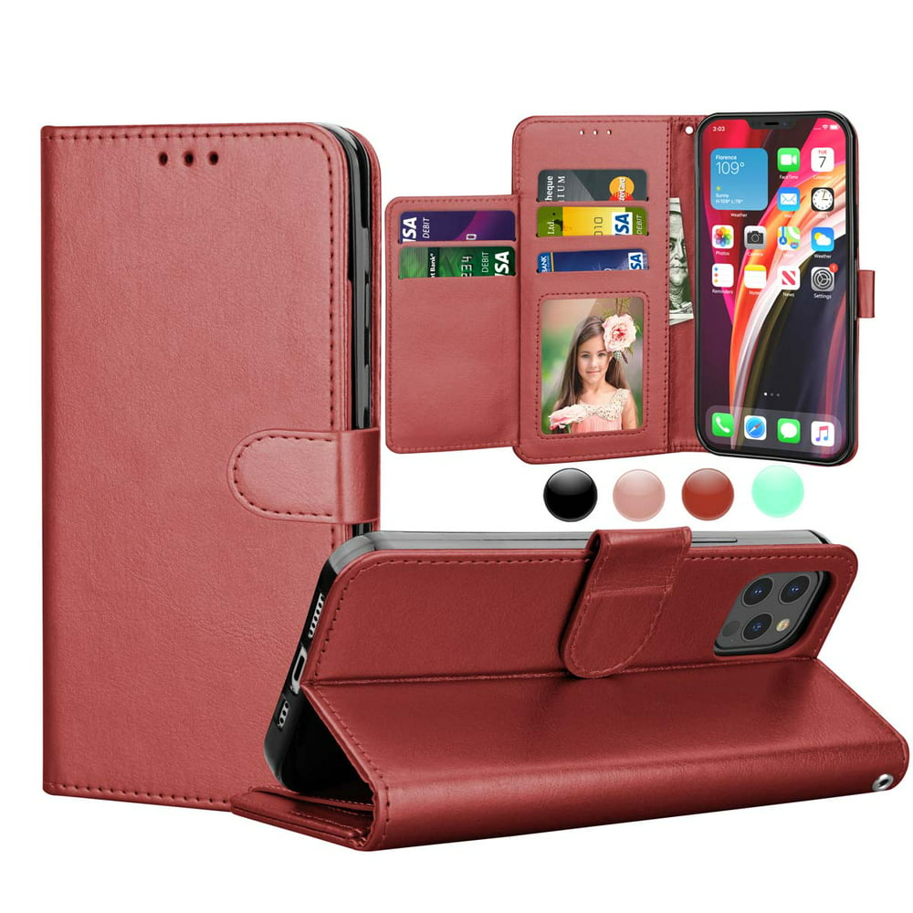 iPhone 12 Pro Wallet Case, iPhone 12 6.1" Leather Cases, Njjex