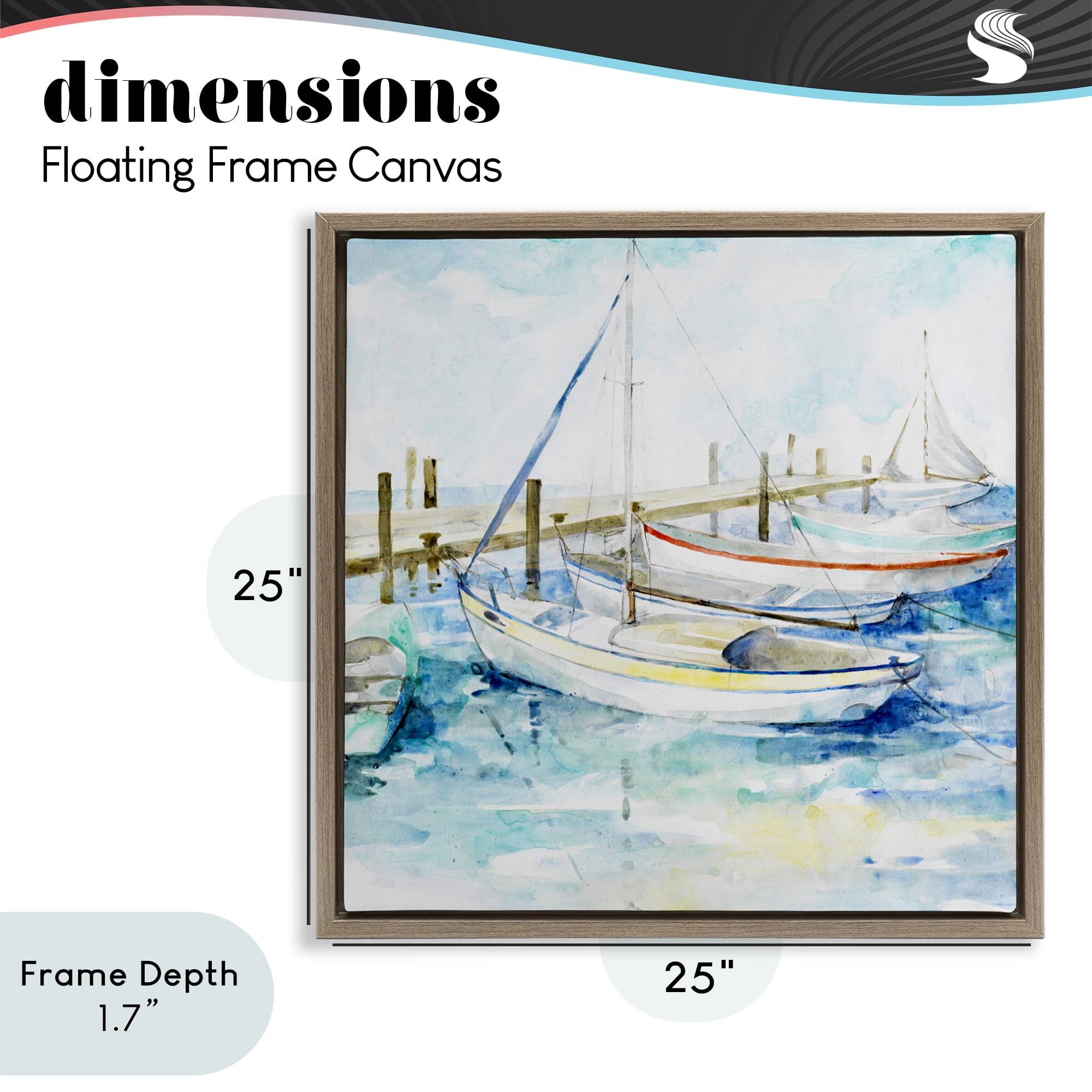 Stupell Industries Docked Sails on Stormy Seas Brown Framed Floater Canvas Wall Art, design by Lorenzo Collective