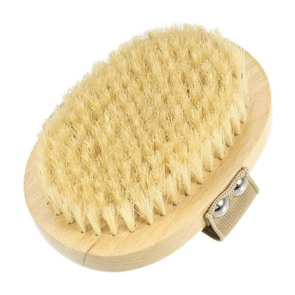Unique Bargains 1 Pc Oval Bath Brush Durable Oval Shower Brush for Bathroom 3.82"x2.48" Yellow