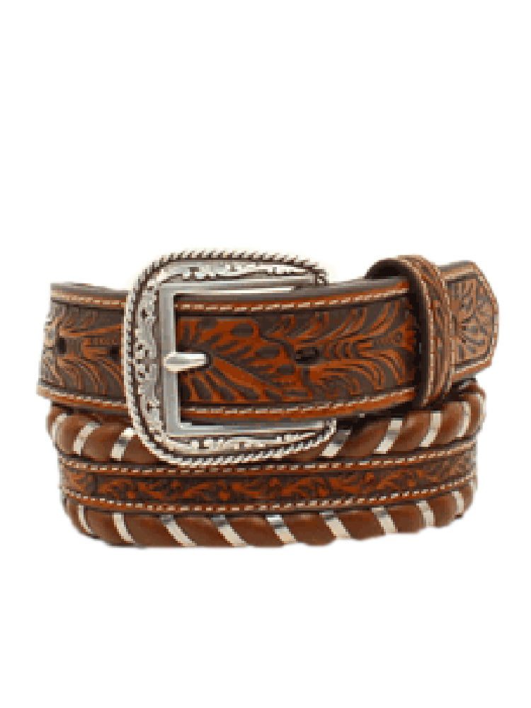 Ariat A1304808-30 Kids 1.25 in. Floral Embossed Laced Edge Western Belt ...