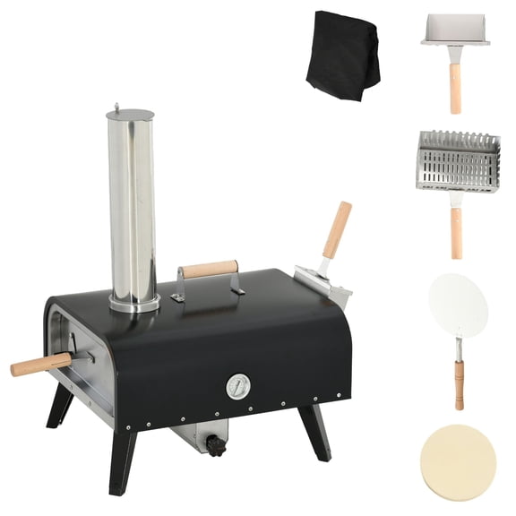 Outdoor Pizza Oven with Rotating Stone, 12-Inch Pellet Pizza Maker for Backyard, Includes Peel&Waterproof Cover